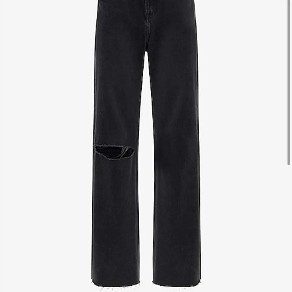 Express Black Wide Leg Distressed Jeans - Picture 5 of 7